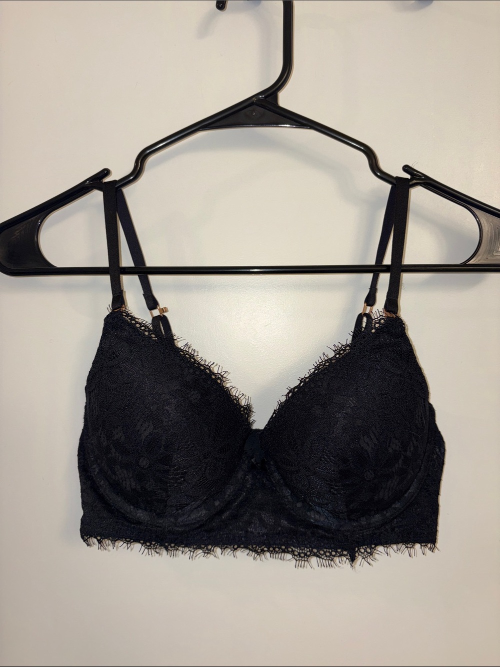 aerie Black Lace Longline Bralette with Delicate Trim